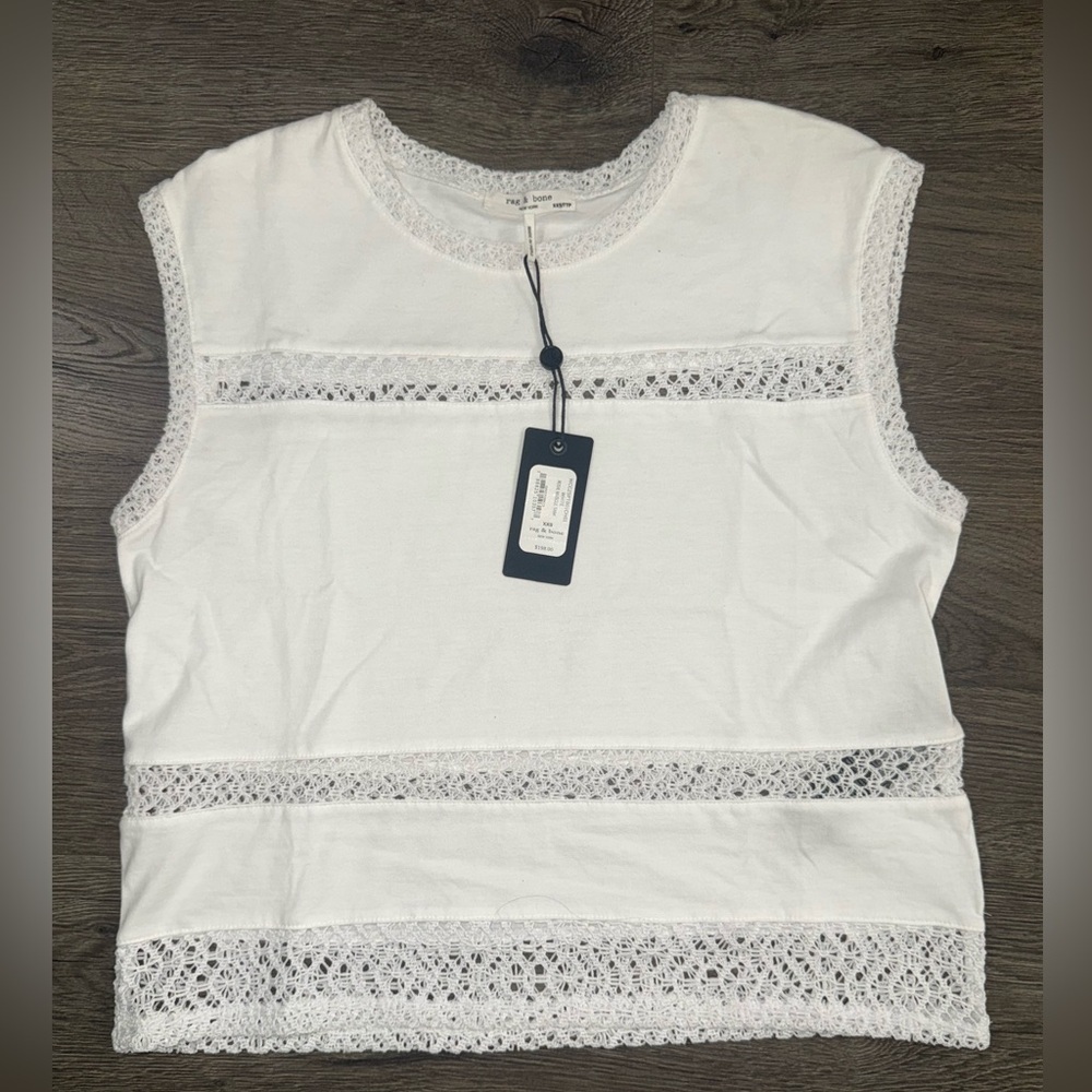 *NWT* Rag & Bone Rosie Lace-Trim Cotton Tank - Picture 4 of 7
